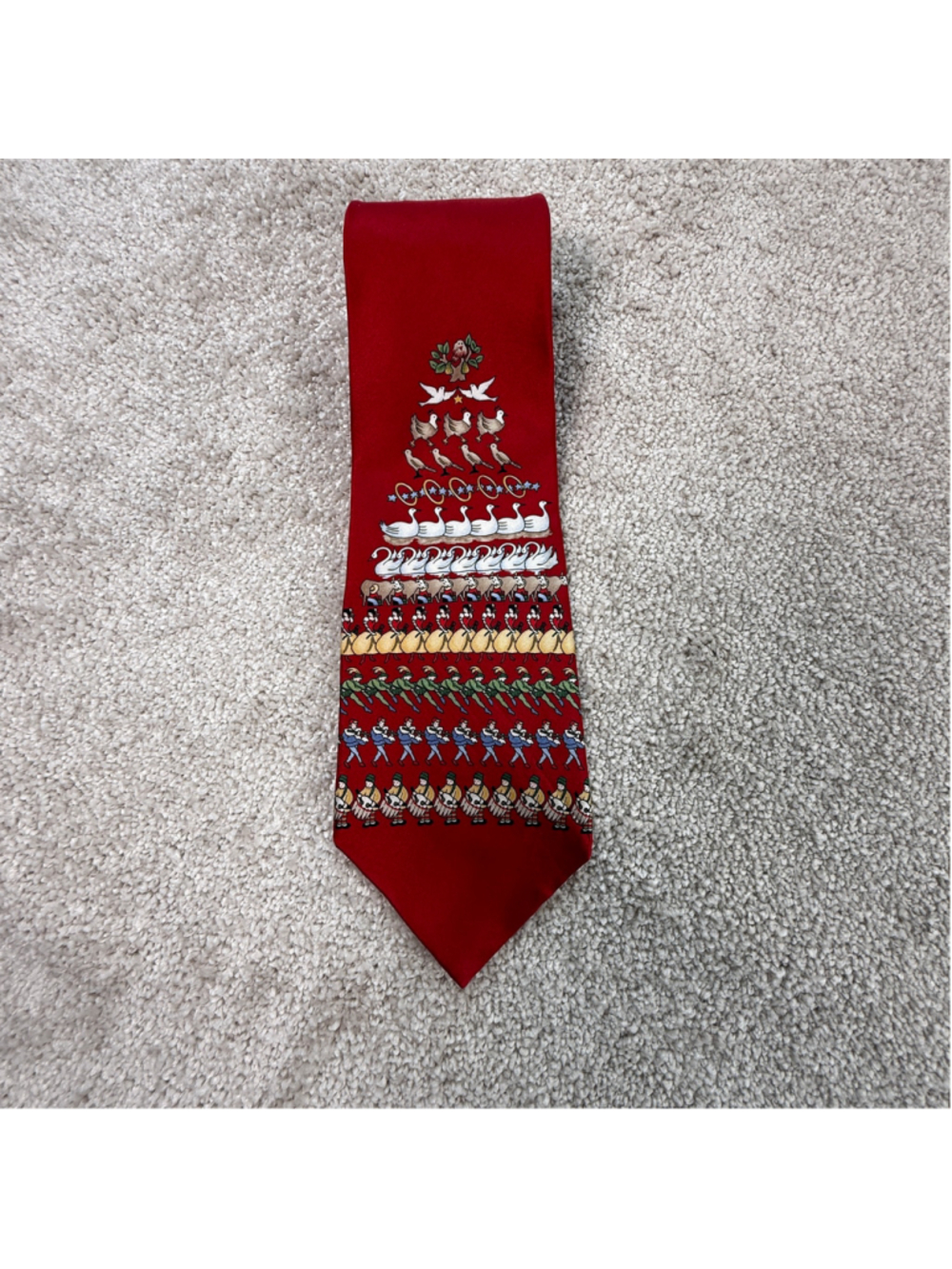 St. Nick’s Tie Shop 12 Days of Christmas Novelty Silk Necktie Red Holiday Men’s